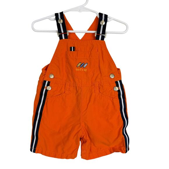 Vintage Gymboree Boys 3-6 Months Surfs Up Shortalls Coveralls Orange - Picture 1 of 5